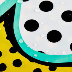 Blue Panda outdoor-ready tablecloth brightens indoor or outdoor parties with cartoon designs.