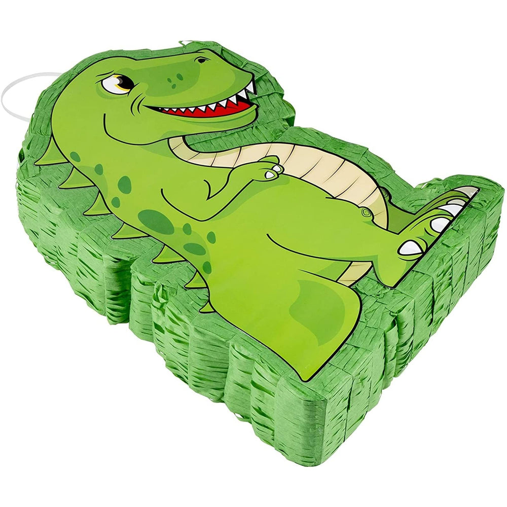 Blue Panda dinosaur pinata green close-up, durable corrugated interior.