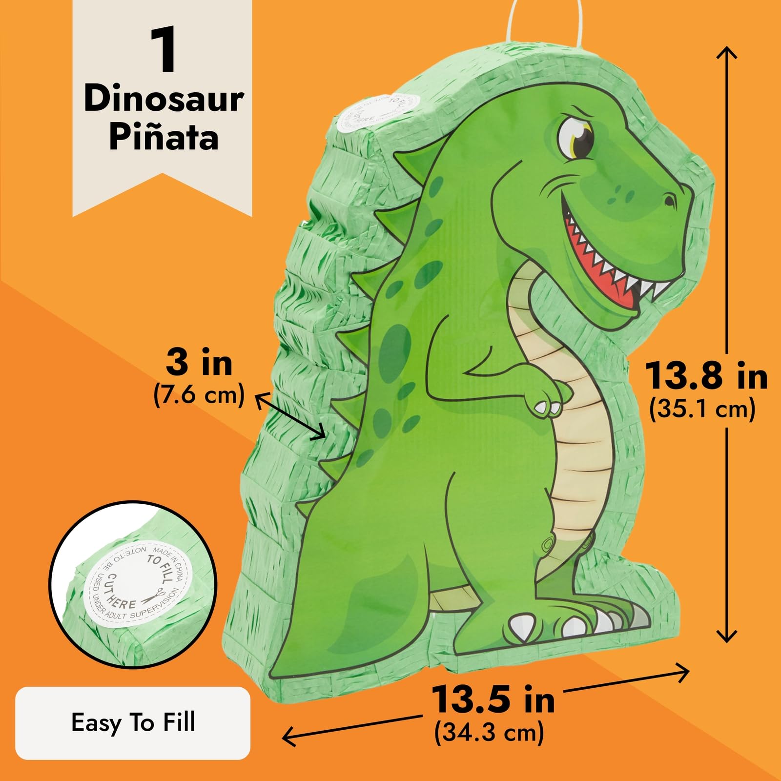 Blue Panda dinosaur pinata green exterior tissue paper detail for vibrant decor.
