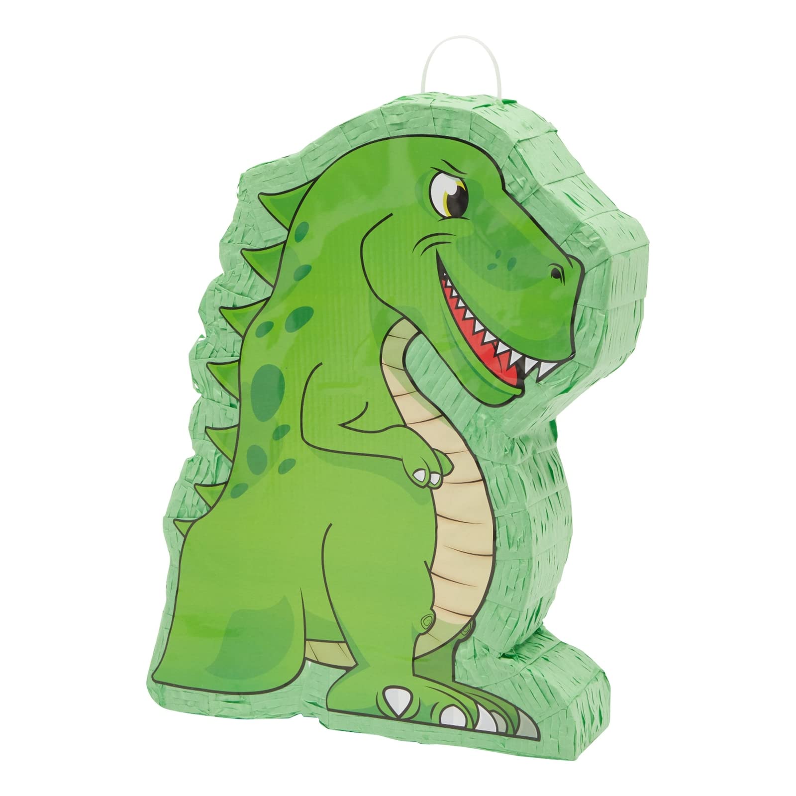 Blue Panda dinosaur pinata green hanging decoration for backyard birthday parties.