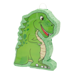 Blue Panda dinosaur pinata green hanging decoration for backyard birthday parties.