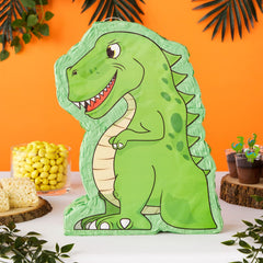 Blue Panda dinosaur pinata green inside view, easy to fill with candy or favors.