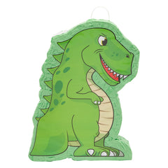 Blue Panda dinosaur pinata green party centerpiece for boys and girls.