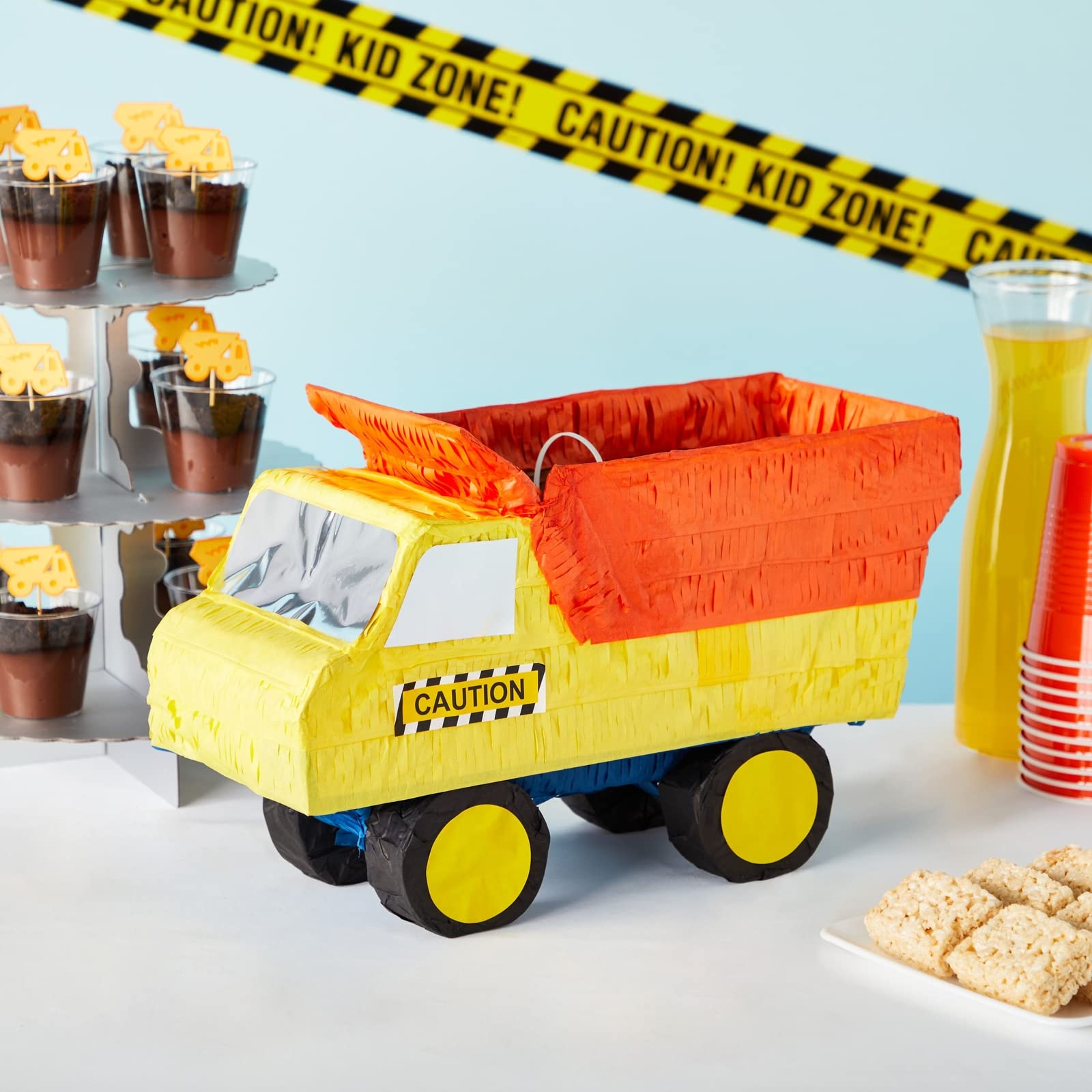 Blue Panda dump truck pinata top fill hole design for easy loading