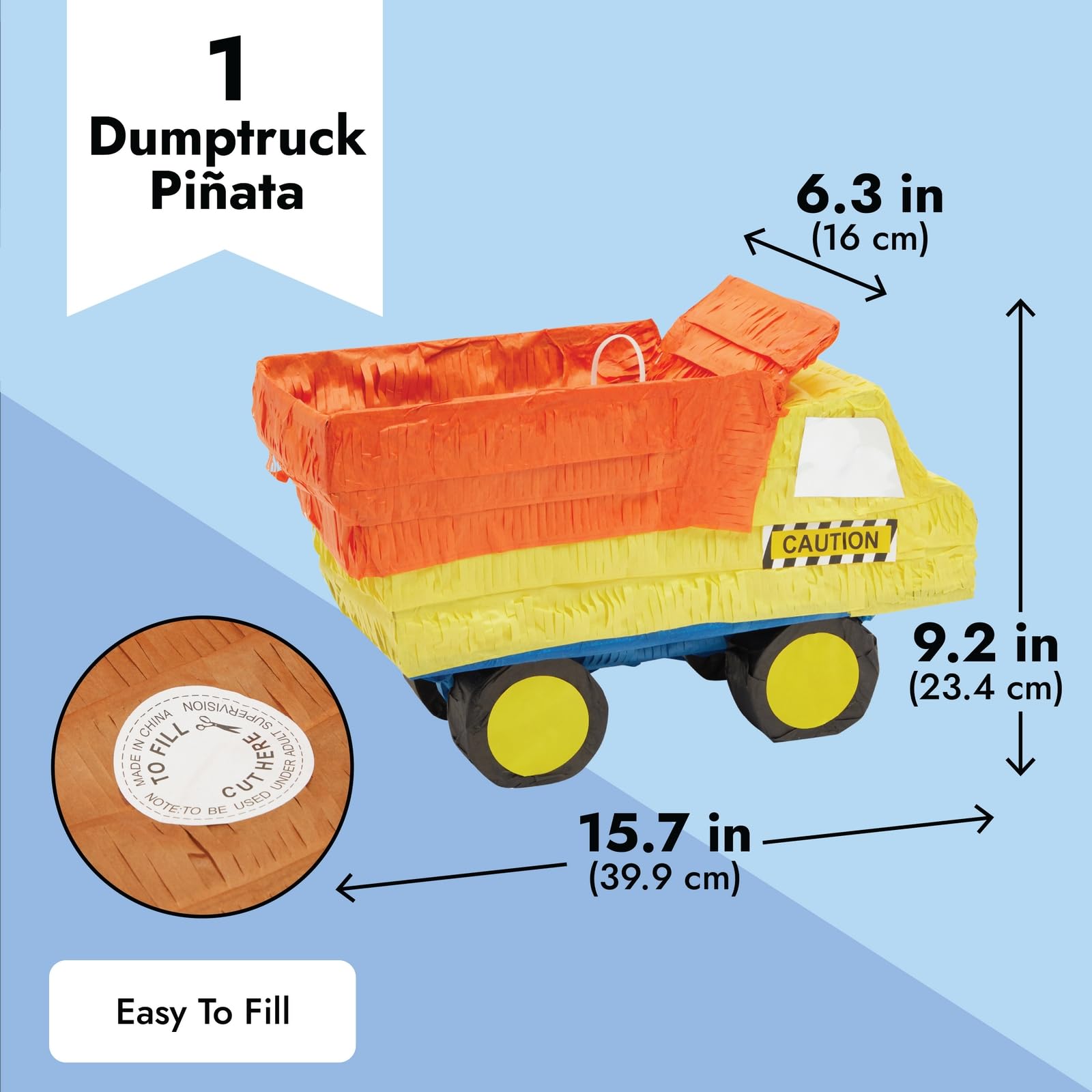 Blue Panda pinata yellow body and orange loader for festive decor