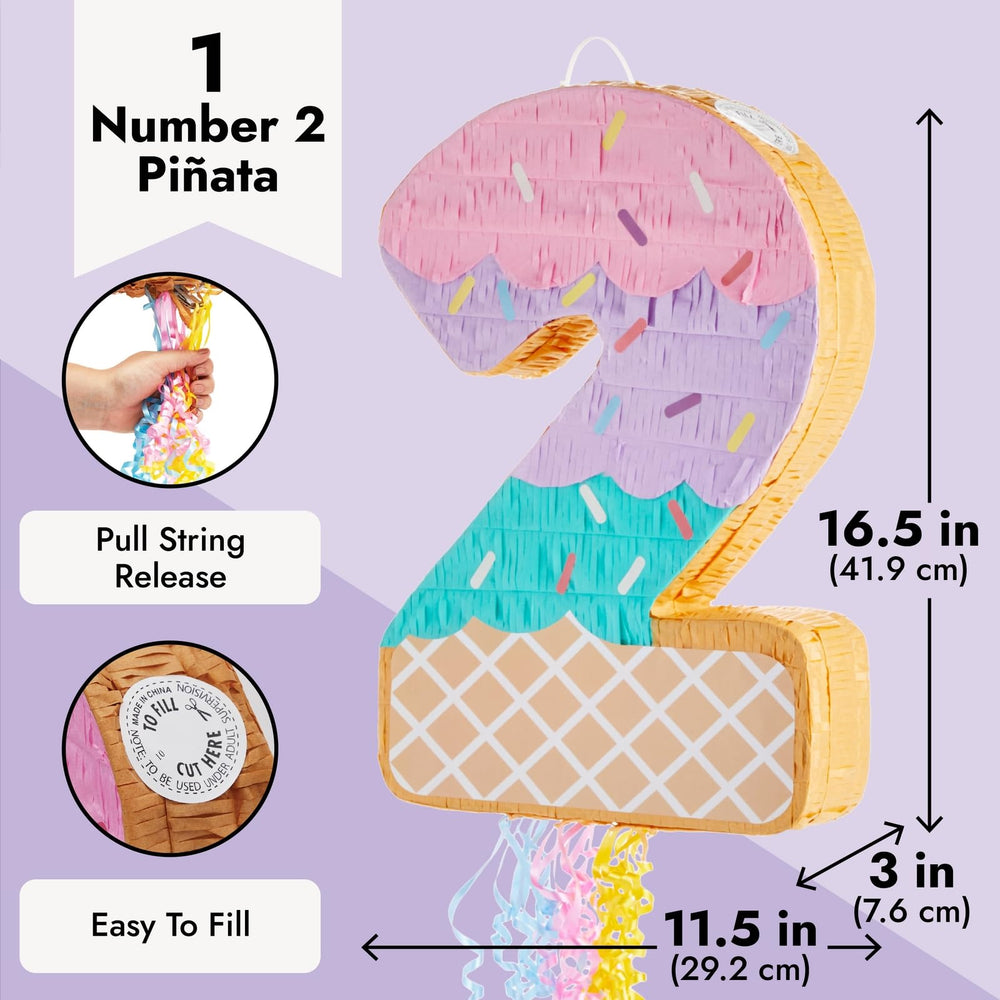 Blue Panda ice cream pinata made of corrugated paper for durable party centerpiece.