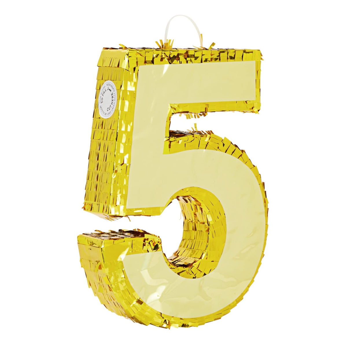 BLUE PANDA Gold Foil Number 5 Pinata with top opening for easy filling