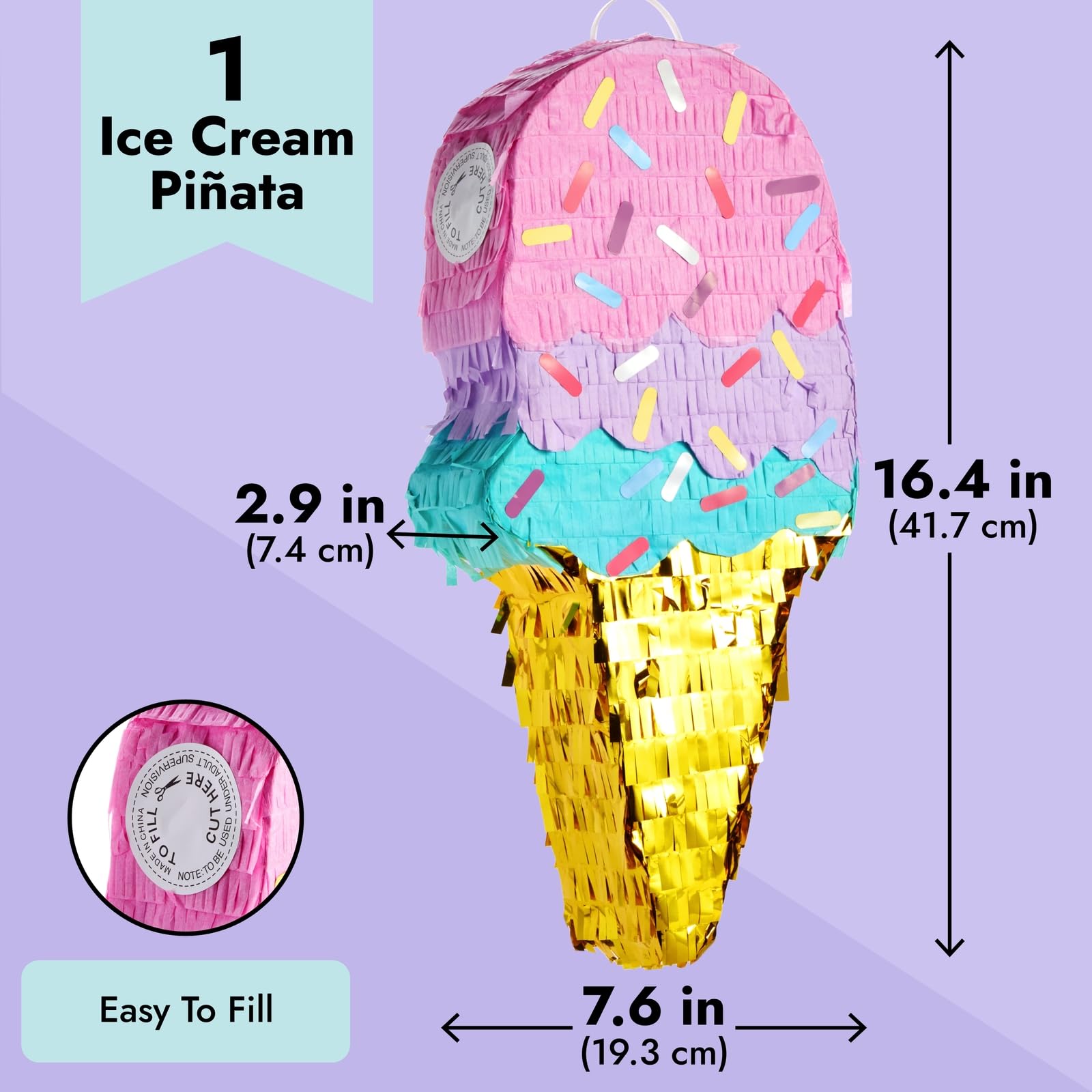 Blue Panda ice cream pinata showing pink-blue cream layers for vibrant focal point.