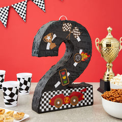 Blue Panda Number 2 Race Car Pinata side view adds dynamic indoor decor