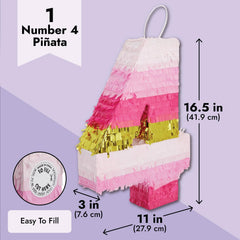 Blue Panda Number 4 Pinata made of sturdy corrugated paper for lasting fun.