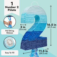 BLUE PANDA Number 7 pinata filling hole closeup shows easy access for fillers.