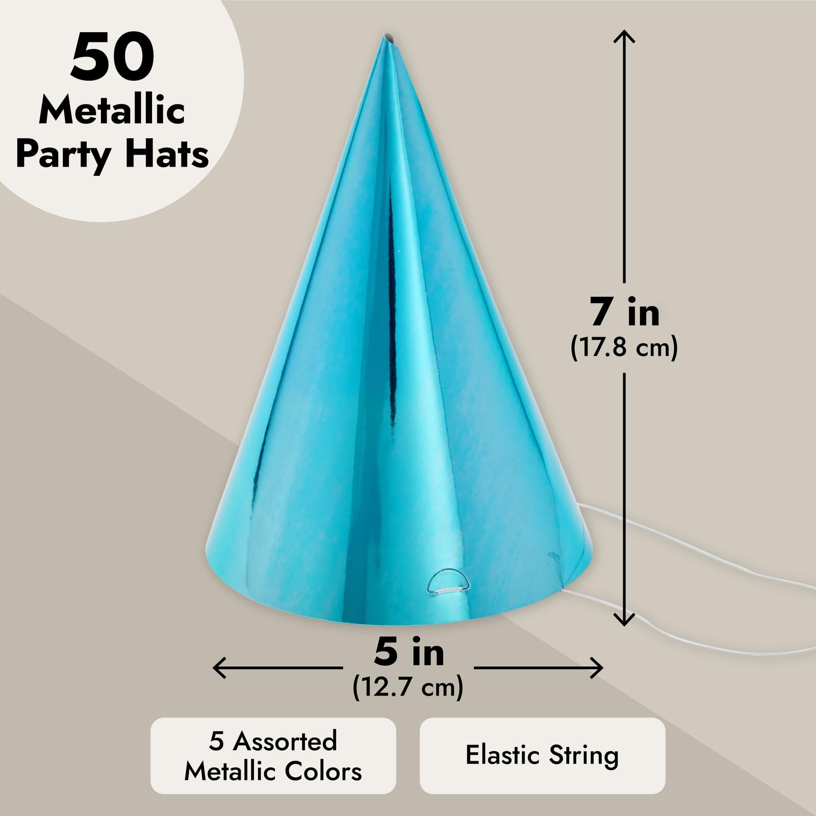 BLUE PANDA party hats silver cone offer chic shine for kids and adults.