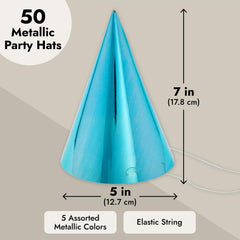 BLUE PANDA party hats silver cone offer chic shine for kids and adults.