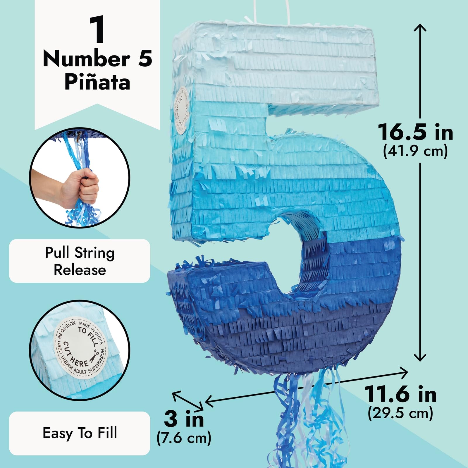 BLUE PANDA pinata filling hole shows easy top access for candy
