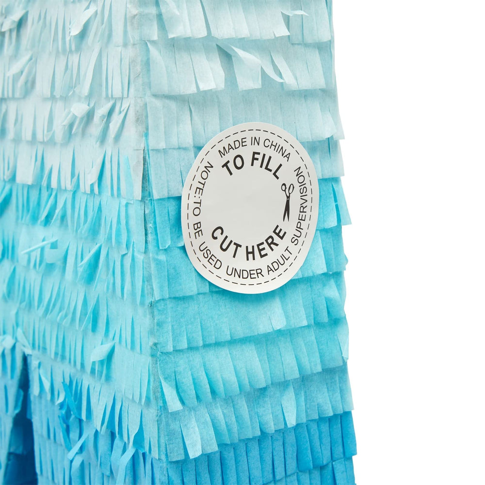 Blue Panda pinata hanging setup demonstrates versatile placement on tree or dessert table
