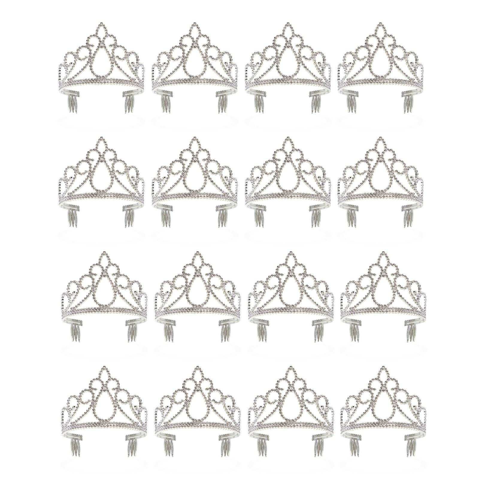 Blue Panda 12-pack silver tiaras for sparkling birthday crowns