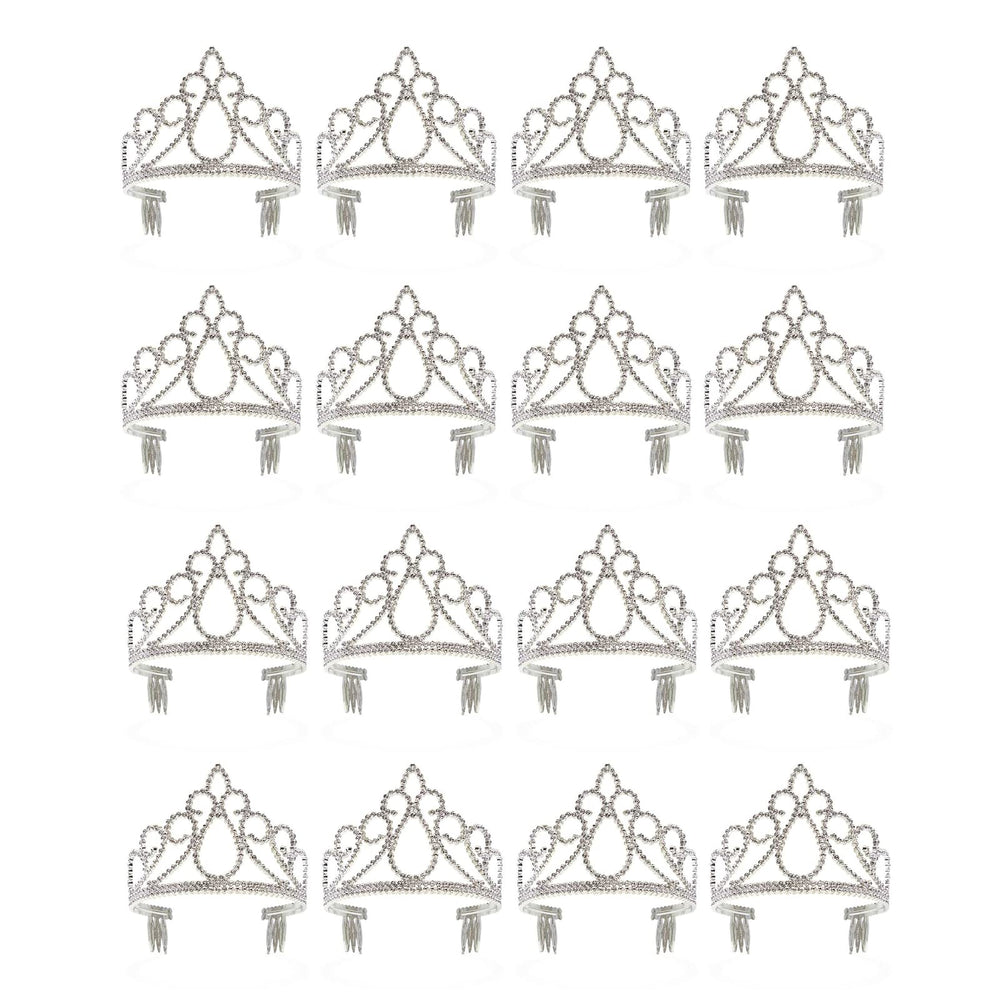 Blue Panda 12-pack silver tiaras for sparkling birthday crowns