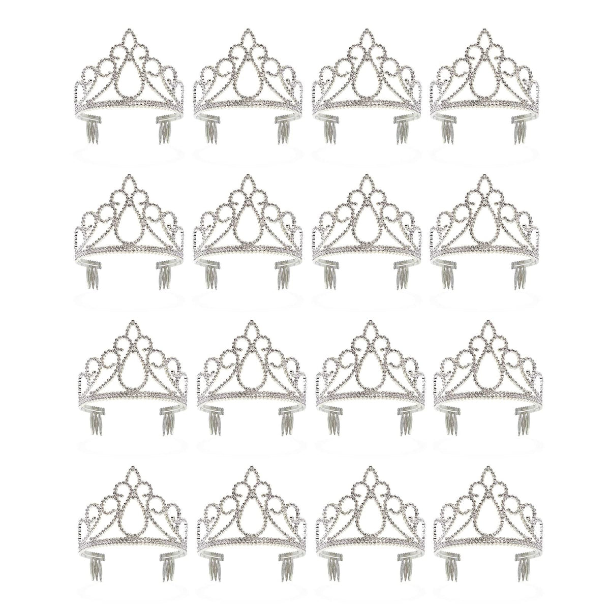 Blue Panda 12-pack silver tiaras for sparkling birthday crowns
