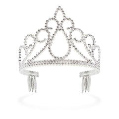 Blue Panda tiara on girl in silver for dress-up