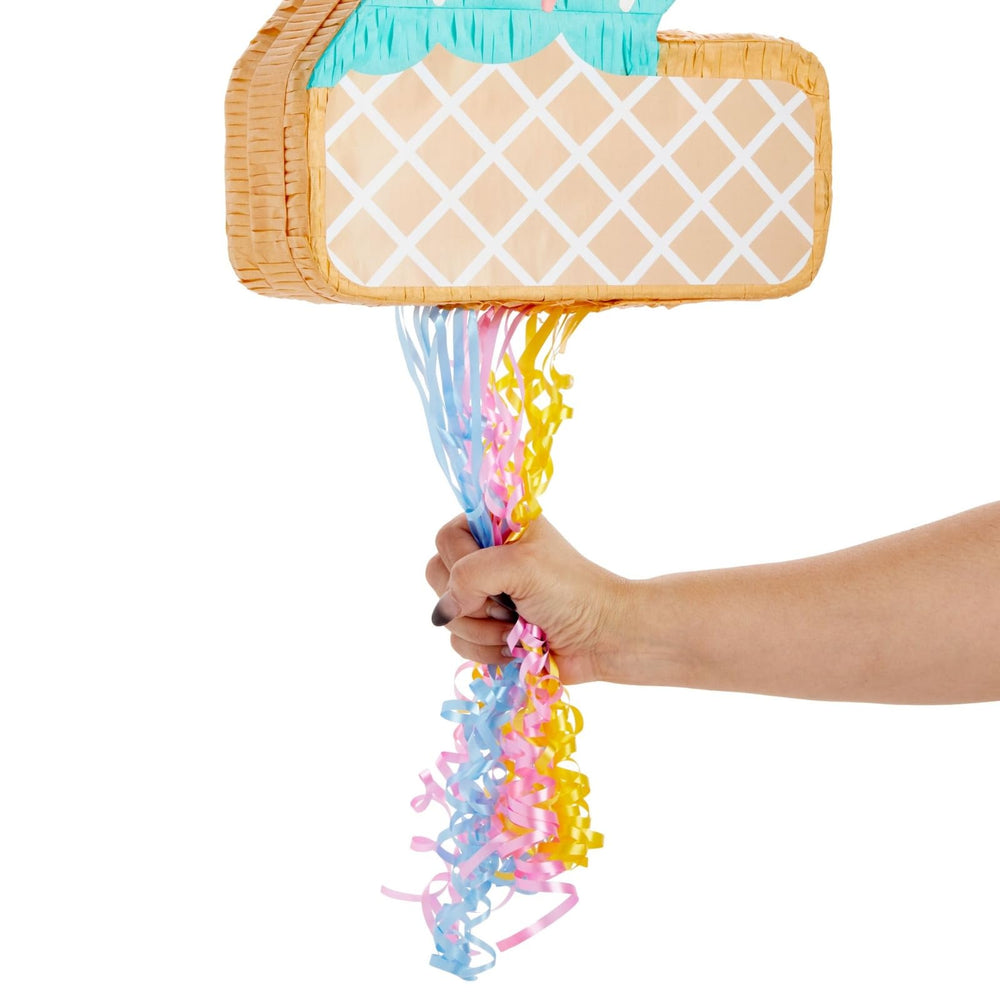 Blue Panda ice cream pinata for two-sweet birthday with vibrant tissue colors.