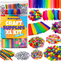 Blue Squid 1750+ piece craft kit contents for versatile DIY projects.