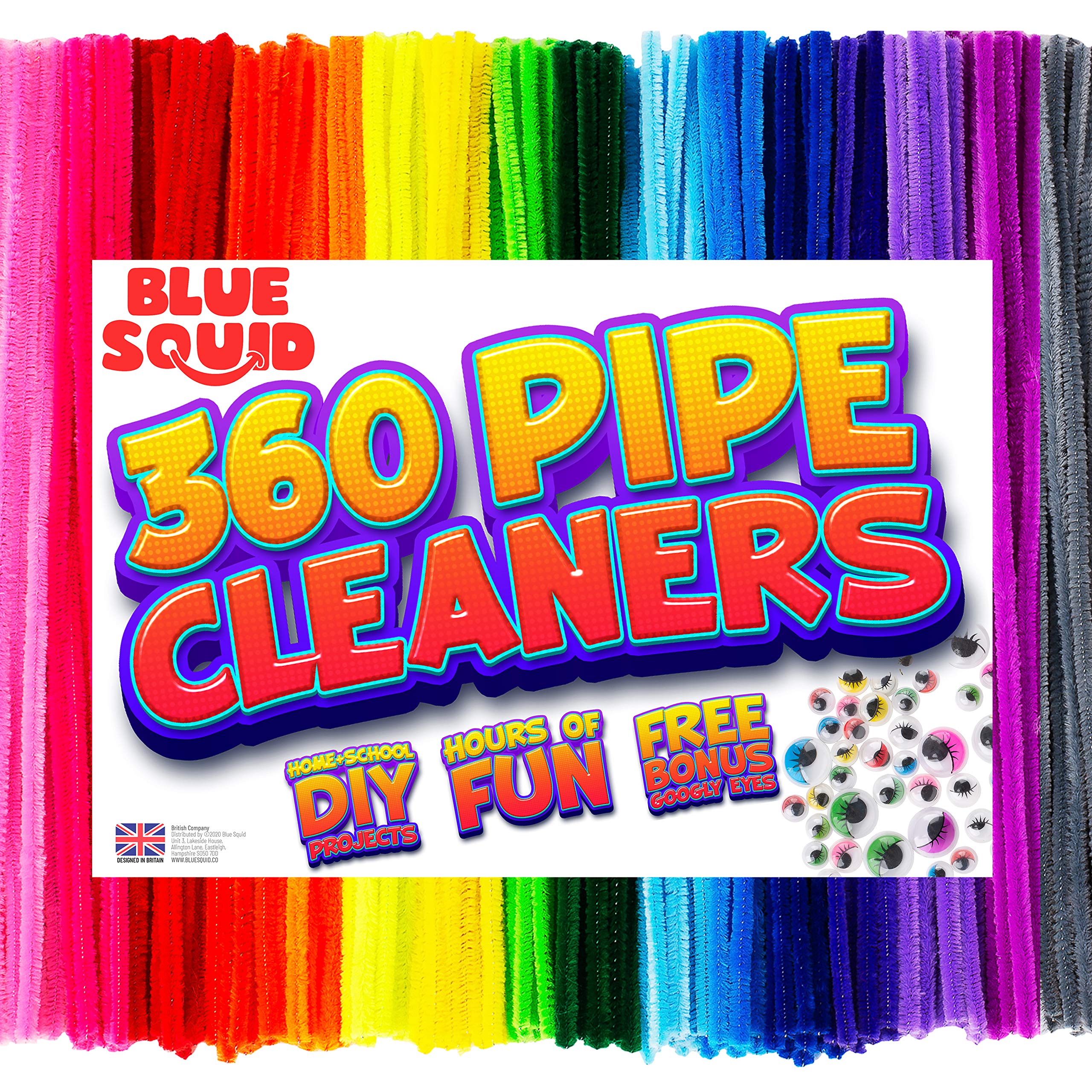 Blue Squid chenille stems pack contents for easy DIY crafts.