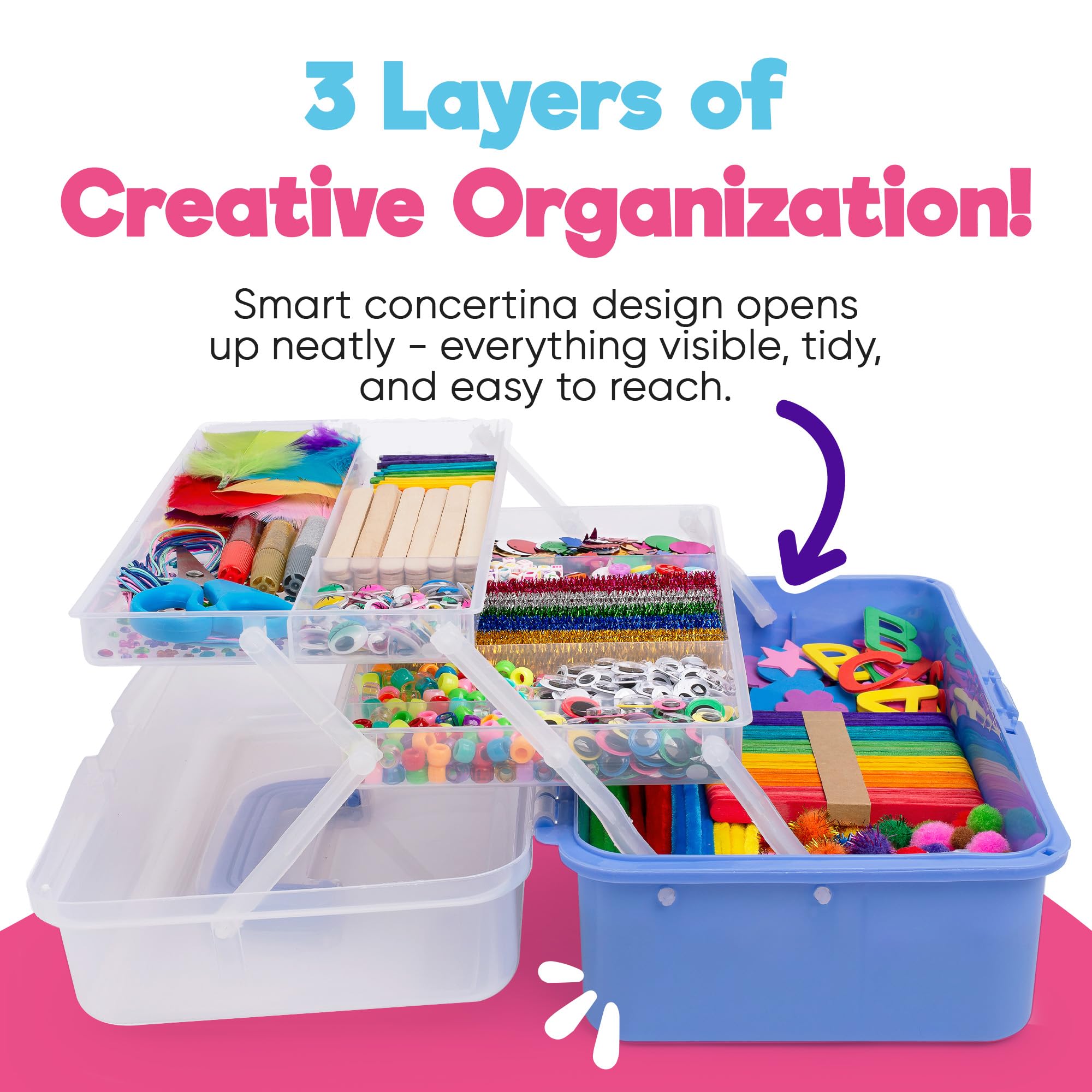 Blue Squid deluxe craft kit with two drawers keeps supplies organized