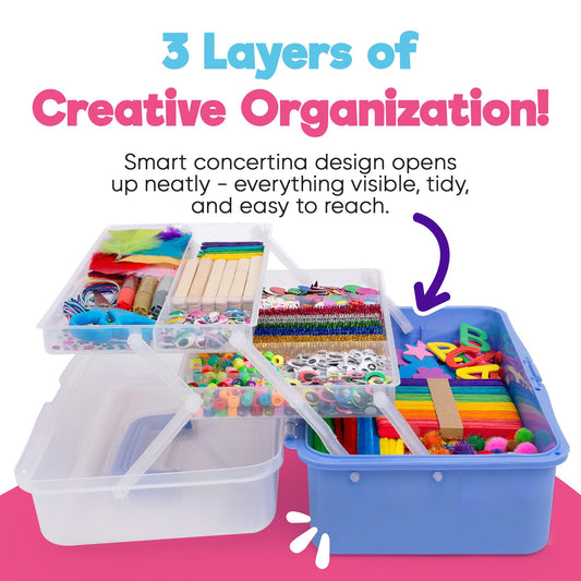 Blue Squid deluxe craft kit with two drawers keeps supplies organized