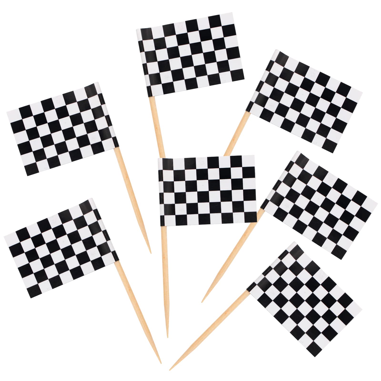 BLUE TOP checkered flag toothpicks pack for stylish cupcakes and bites