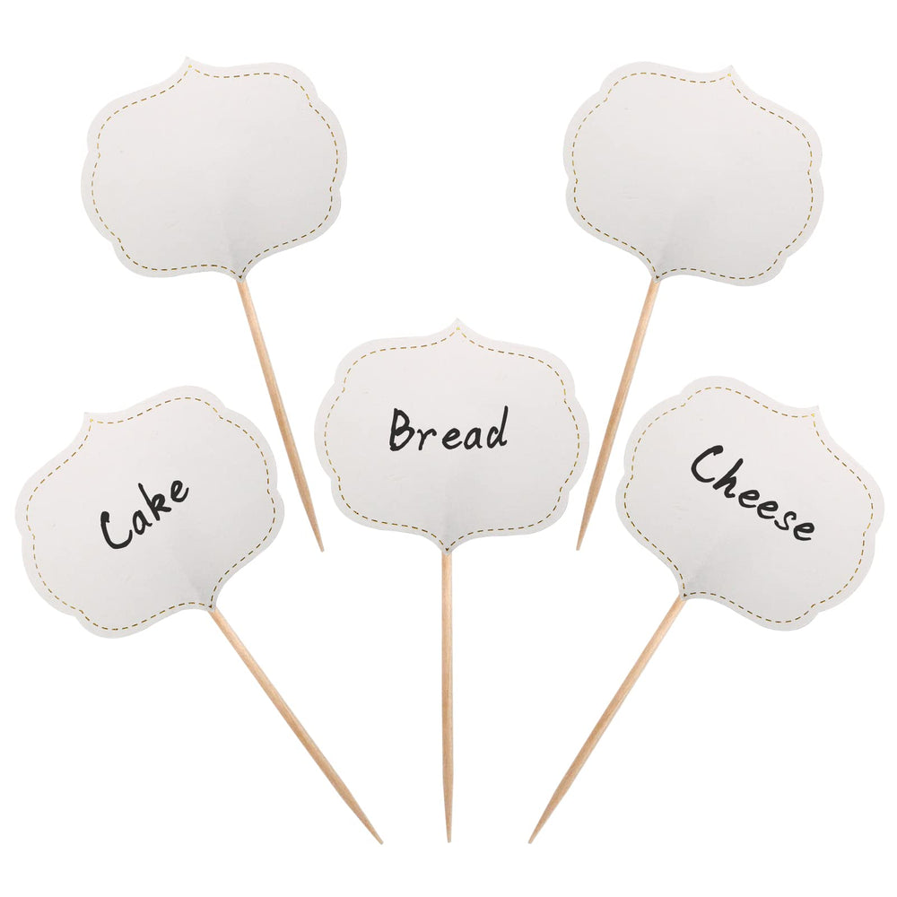 BLUE TOP cupcake picks with blank chalkboard fronts for personalized cake toppers