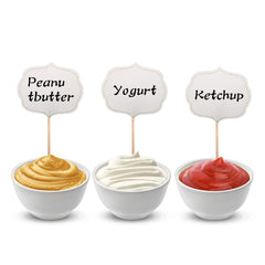 BLUE TOP DIY food labels ready to write messages for party displays