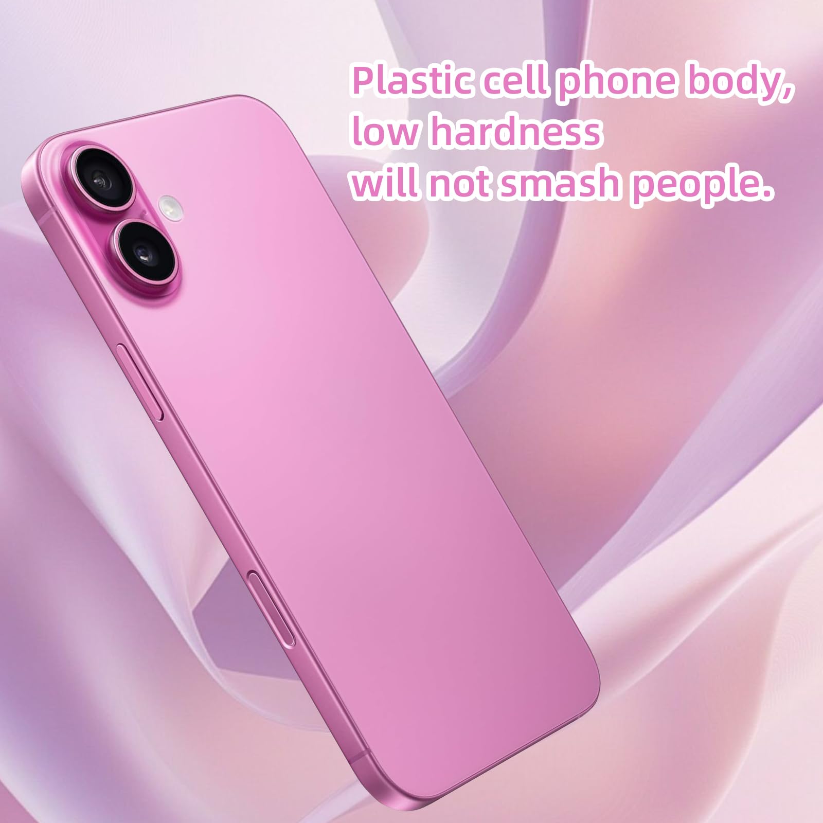 Blue Union pink fake phone close-up shows plastic screen and sturdy edge
