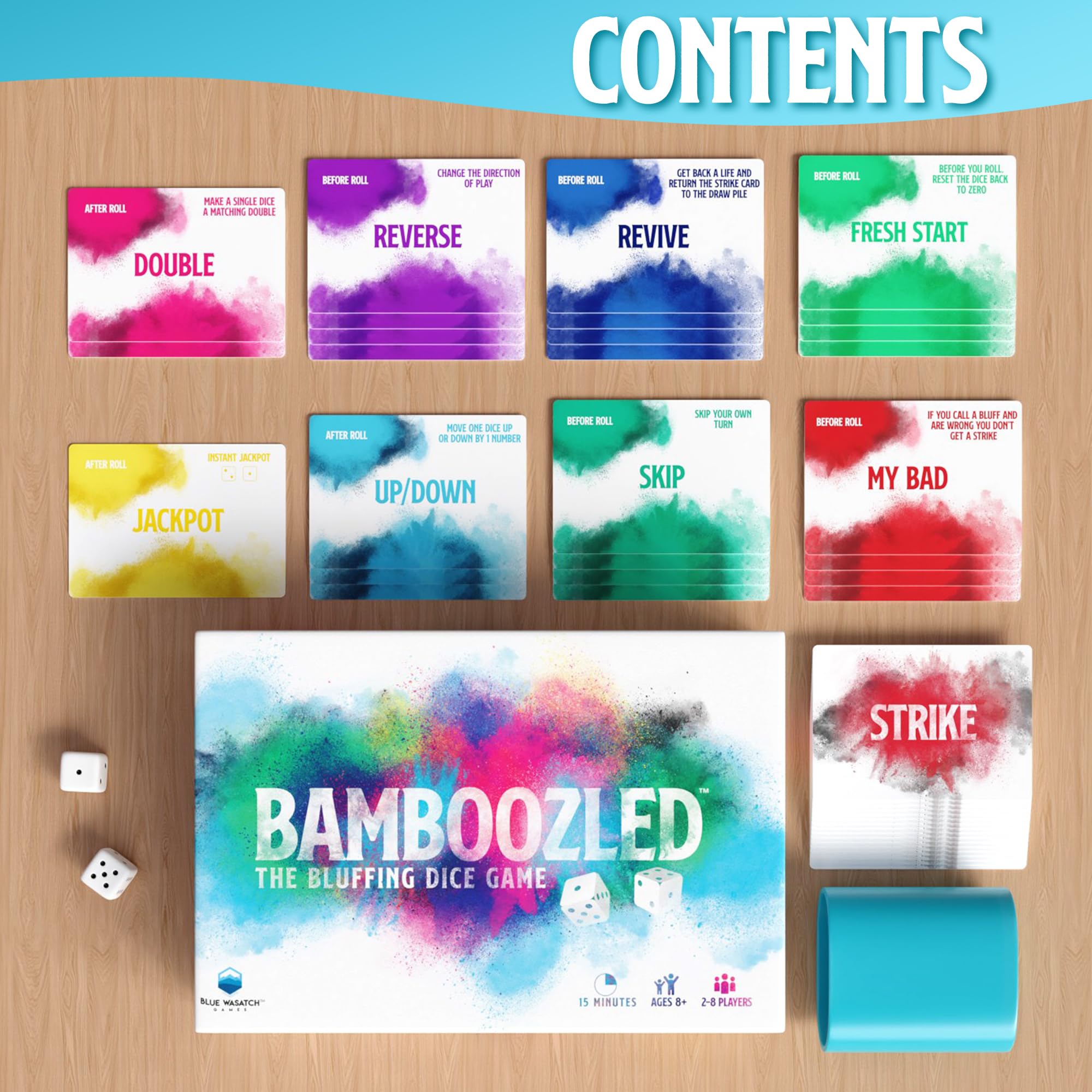 Blue Wasatch Bamboozled compact travel case fits on shelves.