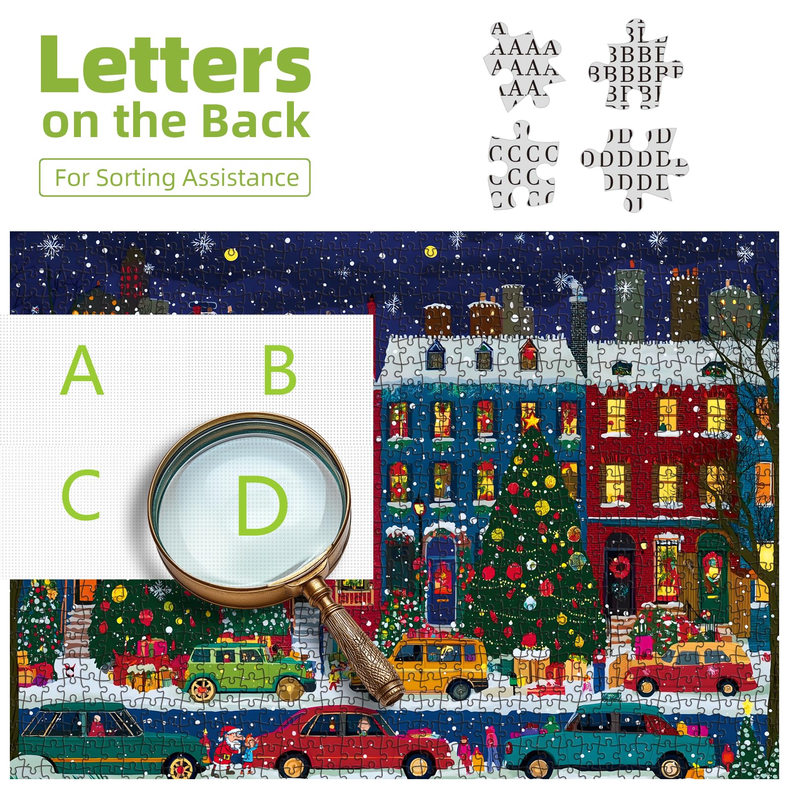 Blueforest 1000-piece snow city scene puzzle for cozy evenings.