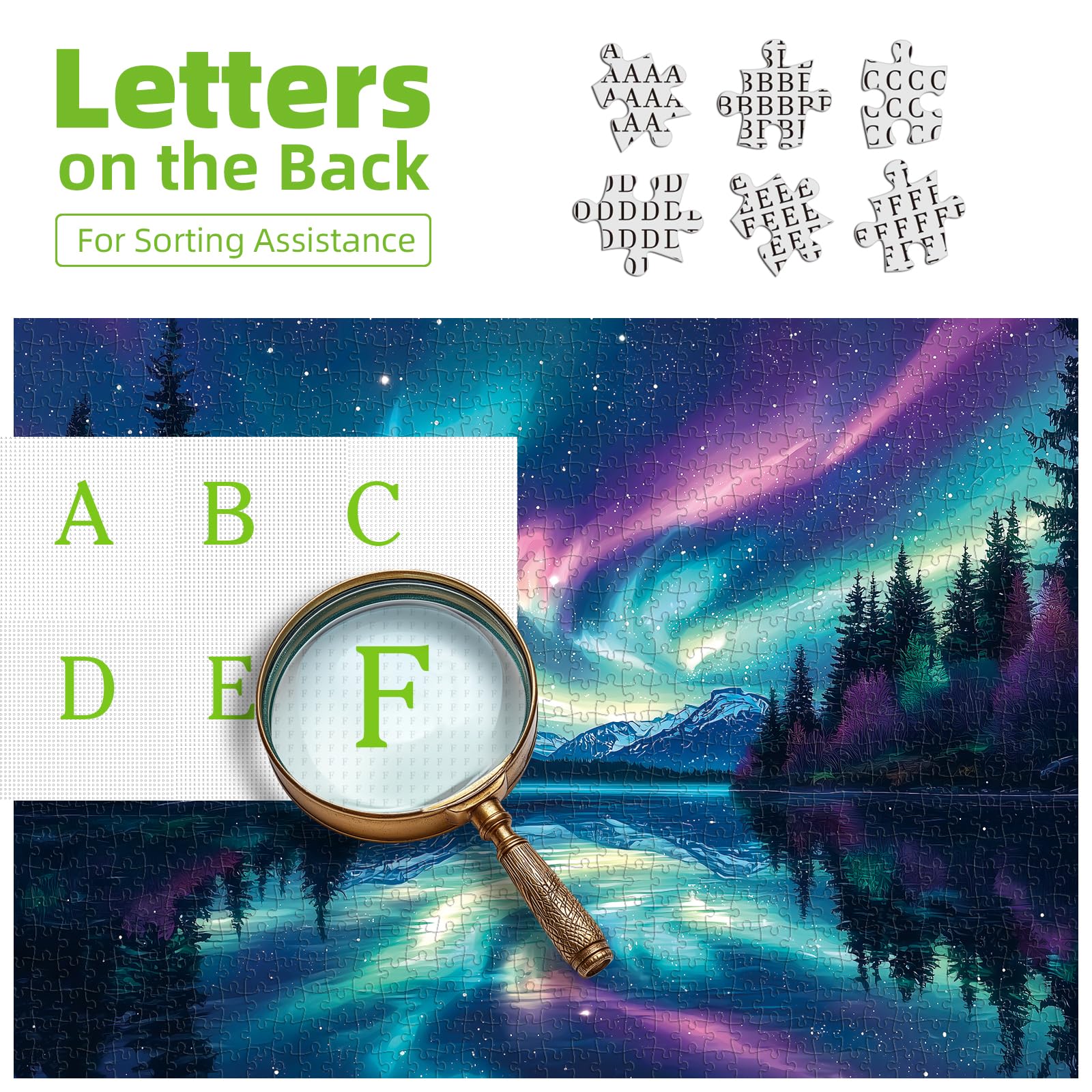 Blueforest Arctic sky lights puzzle highlights vivid colors for creative unwind after work.