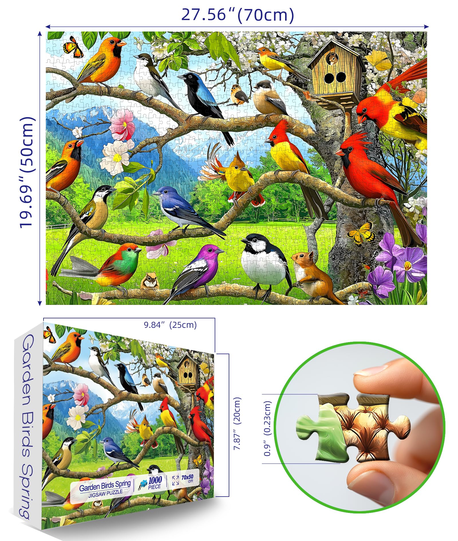 Blueforest Birds of Spring puzzle piece detail on a branch highlights intricate plumage.