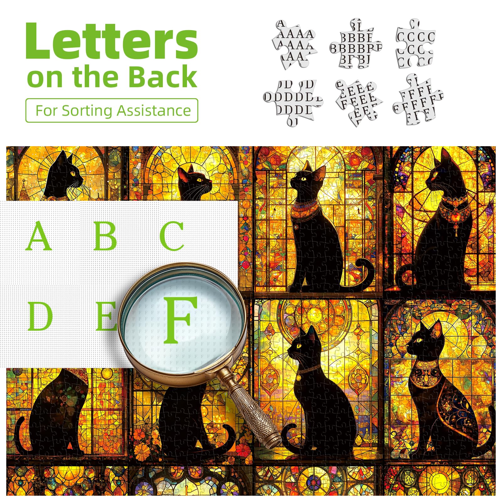 Blueforest Black Cats completed puzzle image showcasing 20x20 inch display option
