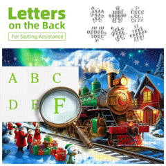 Blueforest puzzle aurora borealis above village adds festive flair.