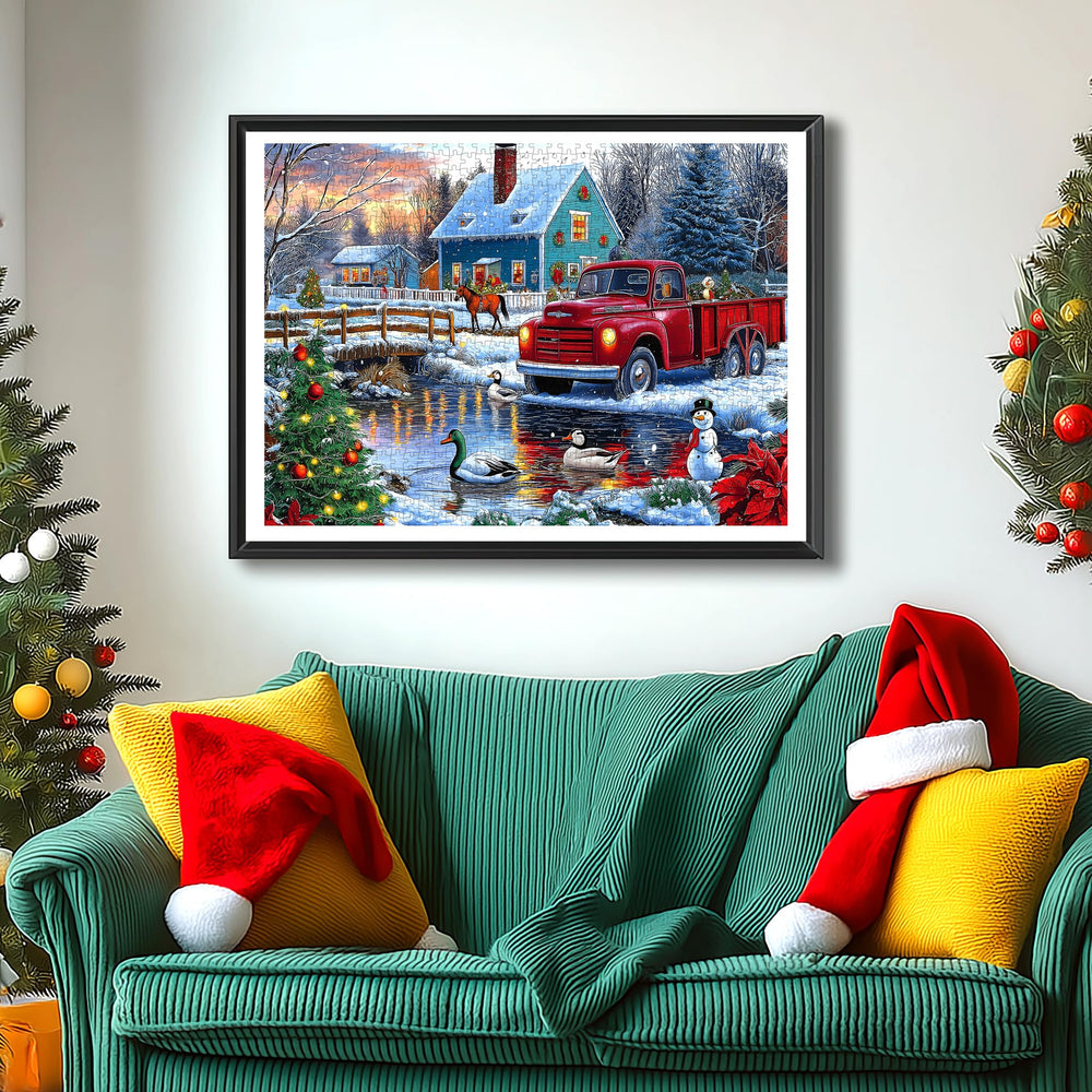 Blueforest puzzle with festive decorations appeals to families during holidays.