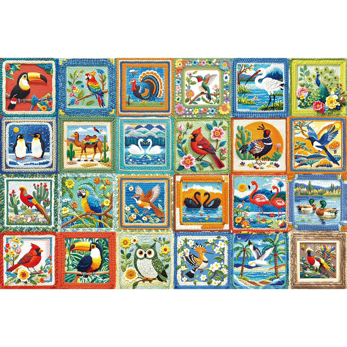 Blueforest embroidered animal puzzle cover with vibrant stitched artwork