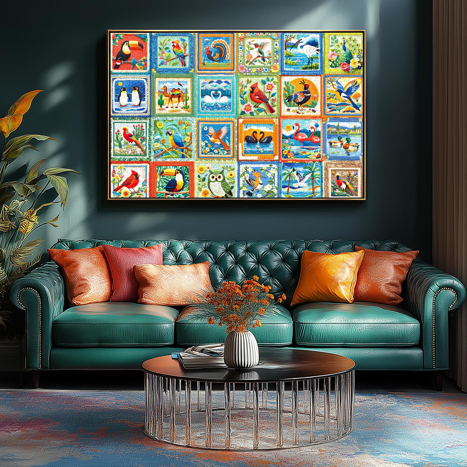 Blueforest embroidered animal puzzle poster guide inside the box