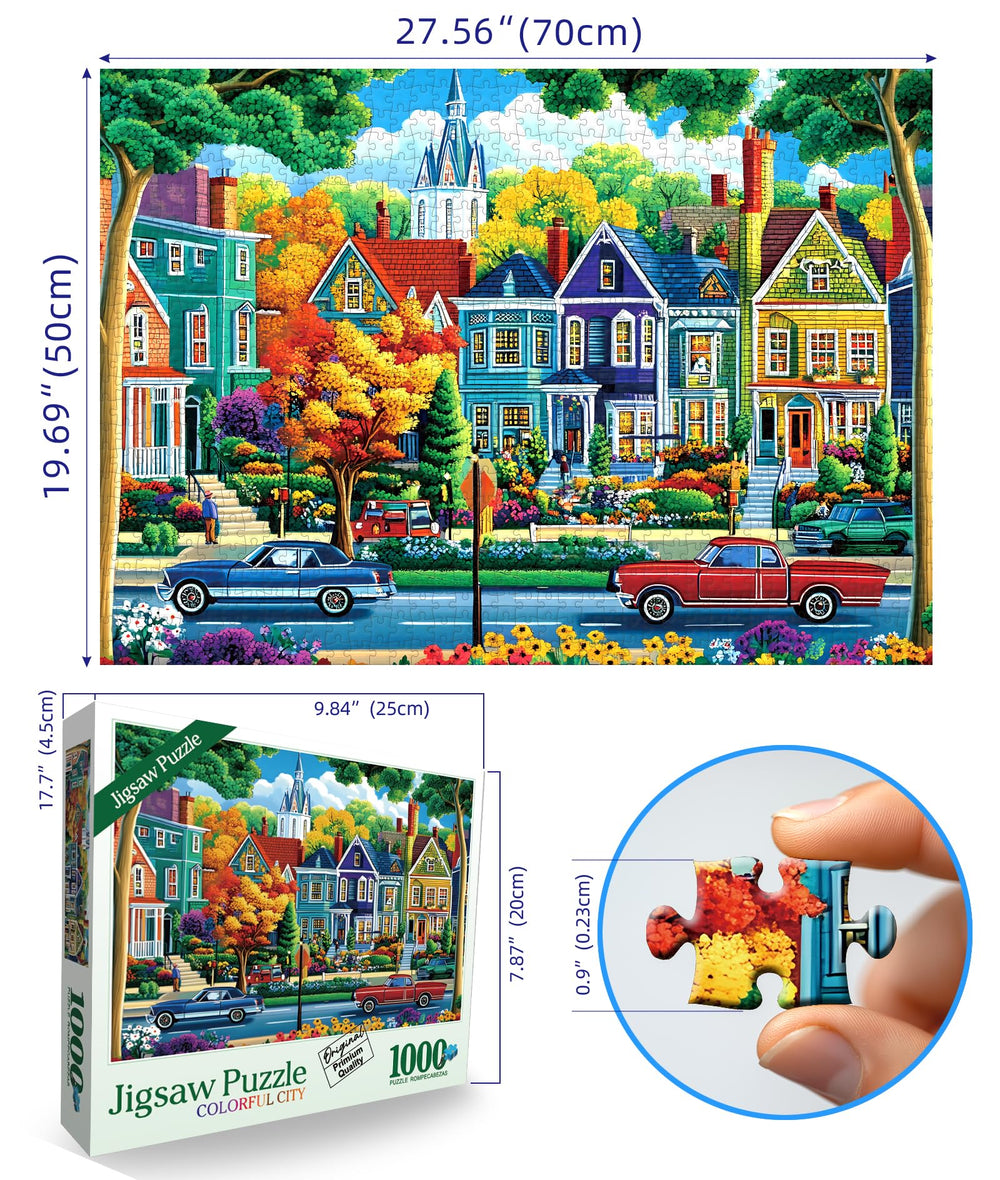 Blueforest Fall City Puzzle artwork showing scenic streets for relaxing evenings