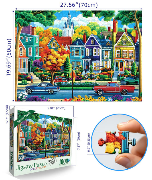 Blueforest Fall City Puzzle artwork showing scenic streets for relaxing evenings