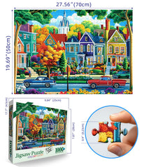 Blueforest Fall City Puzzle artwork showing scenic streets for relaxing evenings