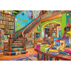 Blueforest fantasy bookstore adventure puzzle cover, captivating 1000-piece experience for adults.