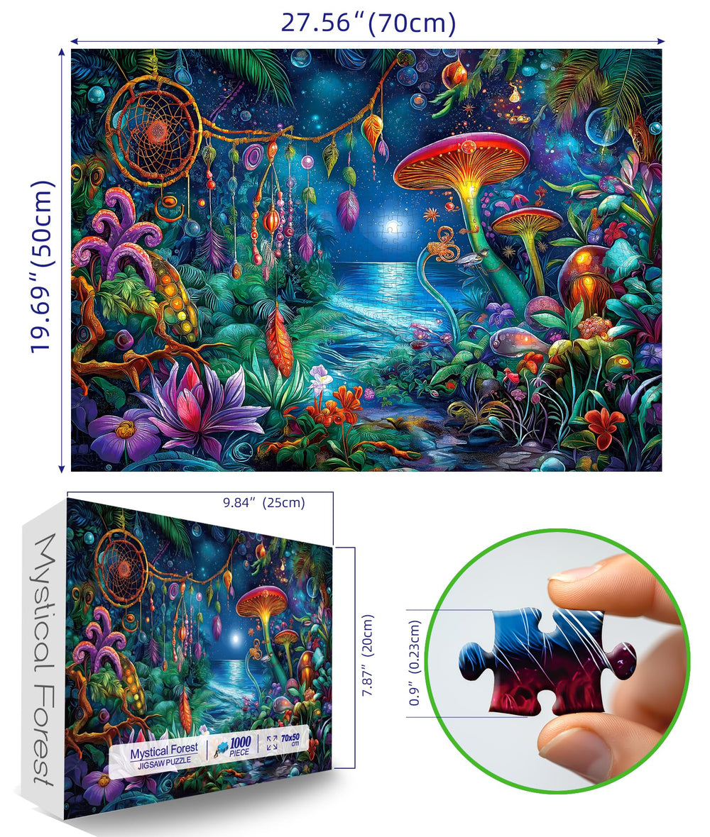 Blueforest Fantasy glowing mushrooms close-up for immersive nighttime puzzling.
