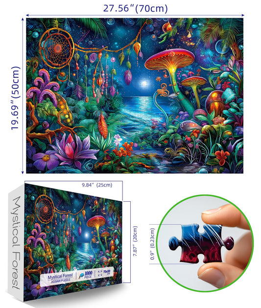 Blueforest Fantasy glowing mushrooms close-up for immersive nighttime puzzling.