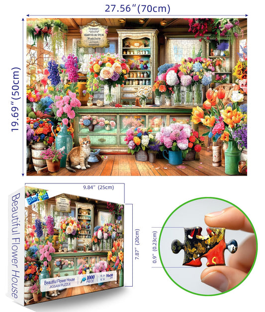 Blueforest puzzle shows bright bouquets, perfect colorful room accent