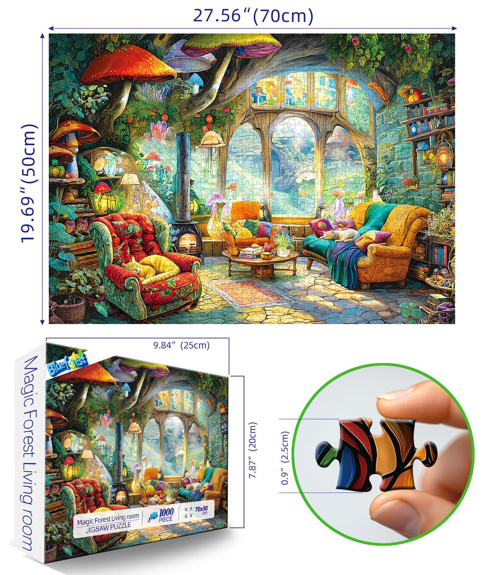 Blueforest HD print details—vivid mushroom leaves for lifelike visuals.