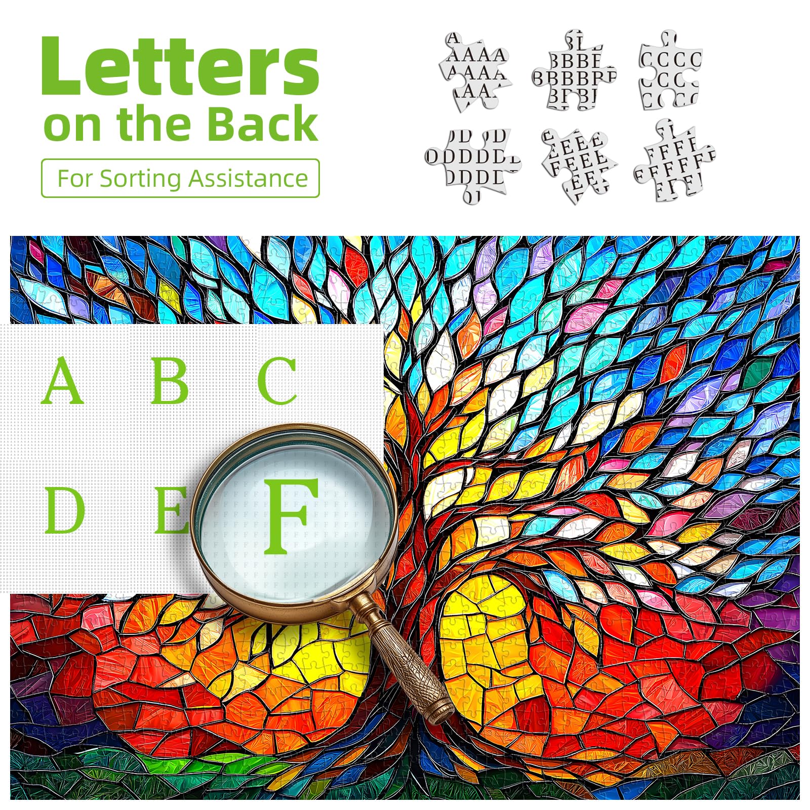 Blueforest letters on back aid quicker completion during puzzle time
